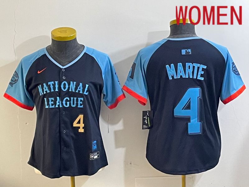 Women Arizona Diamondback #4 Marte Blue All star 2024 Nike MLB Jersey style 4->women mlb jersey->Women Jersey